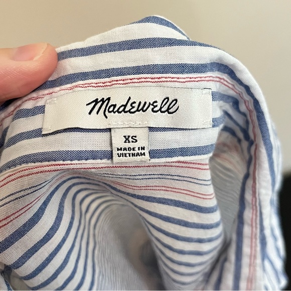 Madewell Short Sleeve Tie Front Shirt in Rawley Stripe - Picture 9 of 14